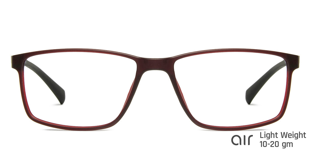 Red Rectangle Full Rim Narrow Unisex Eyeglasses by Lenskart Air Online-139998