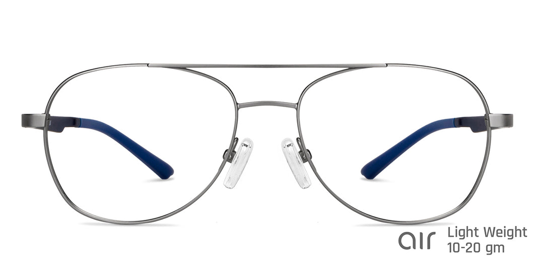 Silver Aviator Full Rim Unisex Eyeglasses by Lenskart Air Online-149559