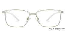 Load image into Gallery viewer, Silver Rectangle Full Rim Unisex Eyeglasses by Lenskart Air LA-143746