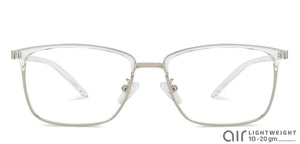 Silver Rectangle Full Rim Unisex Eyeglasses by Lenskart Air LA-143746