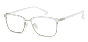 Silver Rectangle Full Rim Unisex Eyeglasses by Lenskart Air LA-143746
