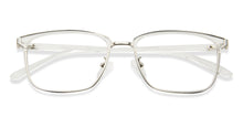 Load image into Gallery viewer, Silver Rectangle Full Rim Unisex Eyeglasses by Lenskart Air LA-143746