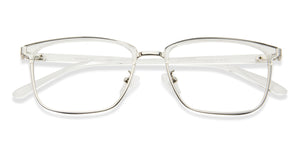 Silver Rectangle Full Rim Unisex Eyeglasses by Lenskart Air LA-143746