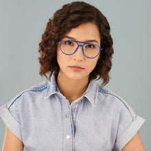 Load image into Gallery viewer, Blue Aviator Full Rim Unisex Eyeglasses by Lenskart Air Computer Glasses-148687