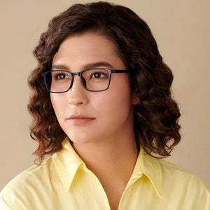Blue Rectangle Full Rim Unisex Eyeglasses by Lenskart Air LA-146654