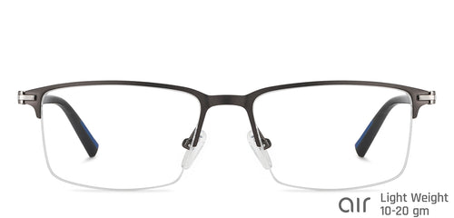 Gunmetal Rectangle Half Rim Unisex Eyeglasses by Lenskart Air-147095