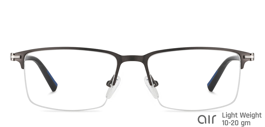 Gunmetal Rectangle Half Rim Unisex Eyeglasses by Lenskart Air-147095