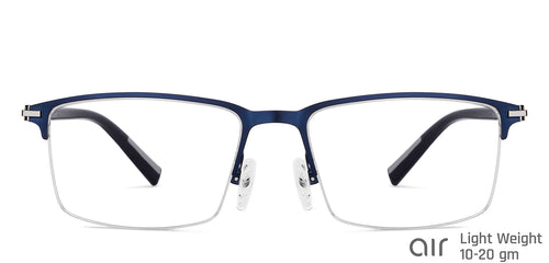 Blue Rectangle Half Rim Unisex Eyeglasses by Lenskart Air-147096