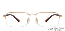 Load image into Gallery viewer, Gold Rectangle Half Rim Unisex Eyeglasses by Lenskart Air-147097