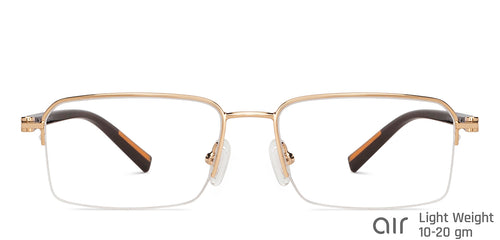 Gold Rectangle Half Rim Unisex Eyeglasses by Lenskart Air-147097