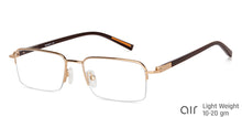 Load image into Gallery viewer, Gold Rectangle Half Rim Unisex Eyeglasses by Lenskart Air-147097