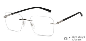 Silver Rectangle Rimless Unisex Eyeglasses by Lenskart Air-147101