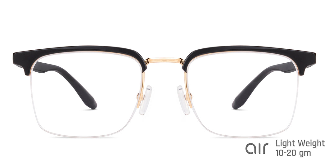Black Rectangle Half Rim Unisex Eyeglasses by Lenskart Air-147109