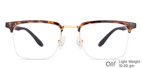 Brown Rectangle Half Rim Unisex Eyeglasses by Lenskart Air-147110