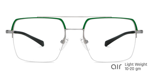 Green Square Half Rim Unisex Eyeglasses by Lenskart Air-148333