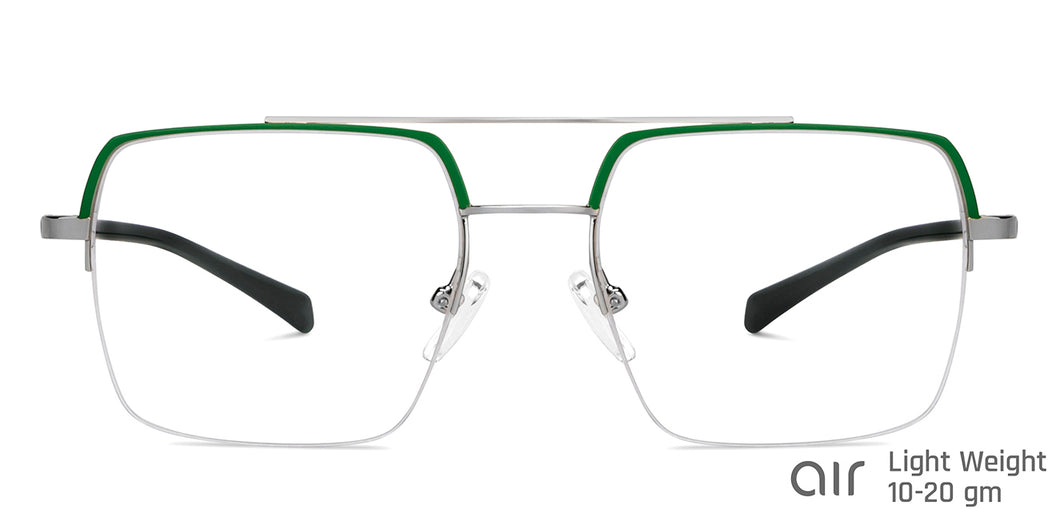 Green Square Half Rim Unisex Eyeglasses by Lenskart Air-148333