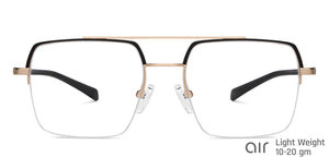 Black Square Half Rim Unisex Eyeglasses by Lenskart Air-148334