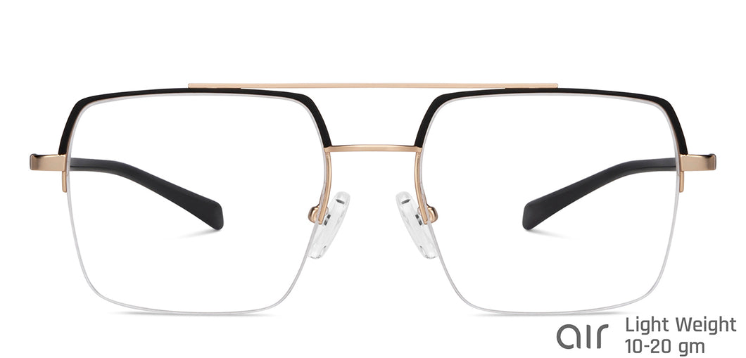 Black Square Half Rim Unisex Eyeglasses by Lenskart Air-148334