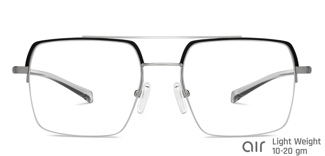 Black Square Half Rim Unisex Eyeglasses by Lenskart Air-148335