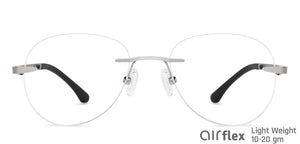 Silver Aviator Rimless Unisex Eyeglasses by Lenskart Air-148337