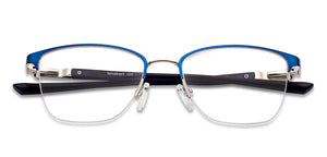 Blue Rectangle Half Rim Unisex Eyeglasses by Lenskart Air-148345