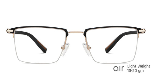 Black Square Half Rim Unisex Eyeglasses by Lenskart Air LA-148346