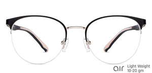 Black Round Half Rim Unisex Eyeglasses by Lenskart Air-148350