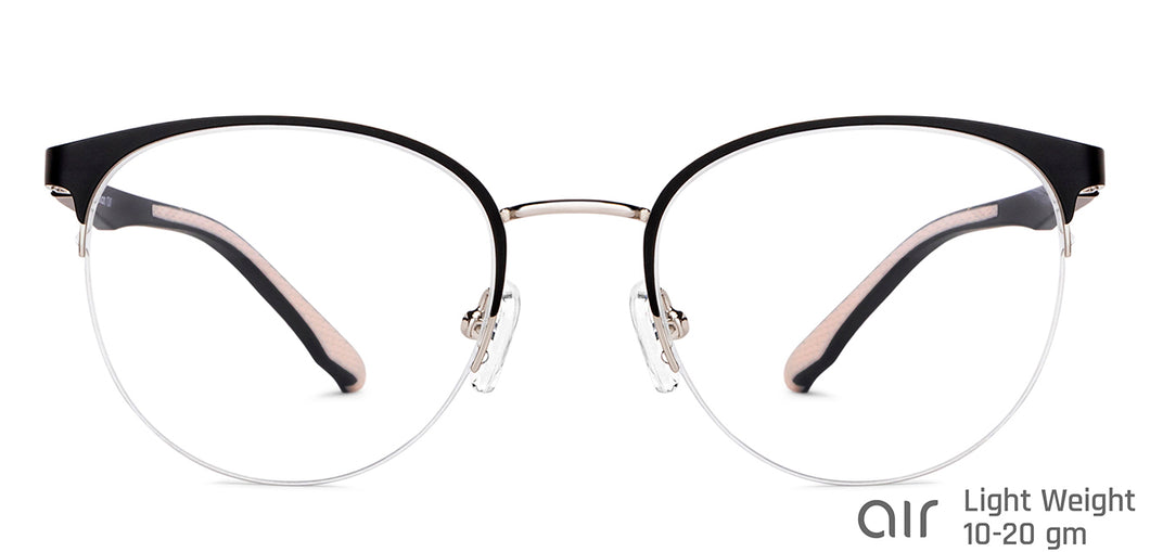 Black Round Half Rim Unisex Eyeglasses by Lenskart Air-148350