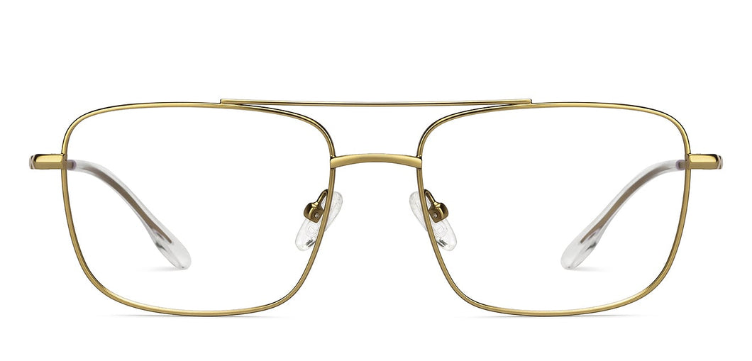 Gold Rectangle Full Rim Unisex Eyeglasses by Lenskart Air-213119