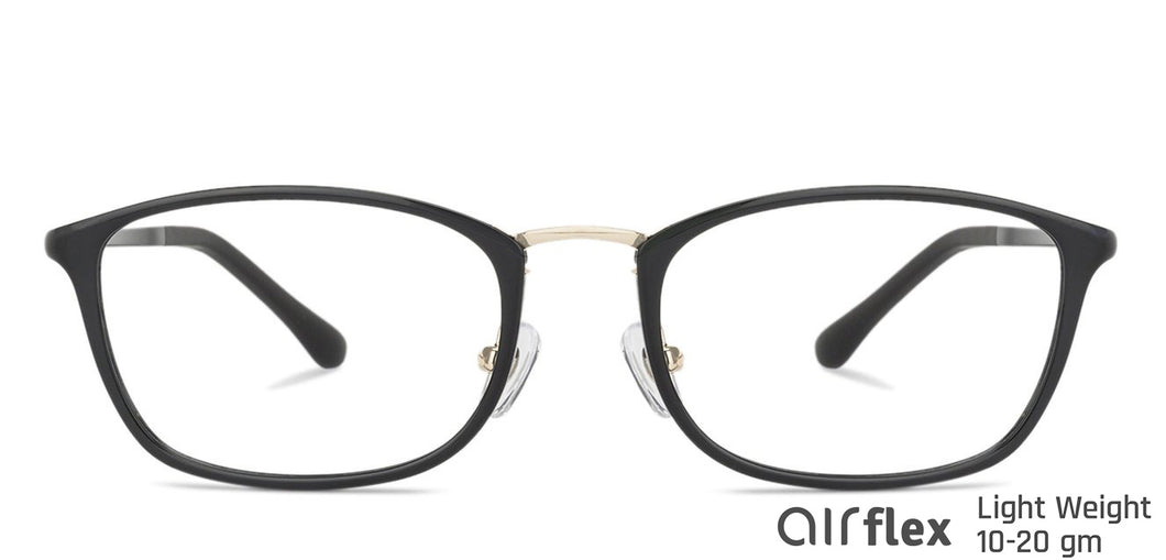 Black Rectangle Full Rim Wide Unisex Eyeglasses by Lenskart Air-143096