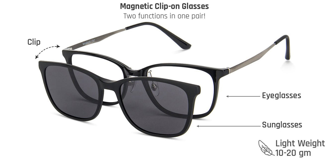 Black Rectangle Full Rim Wide Unisex Eyeglasses by Lenskart Air LA-143104