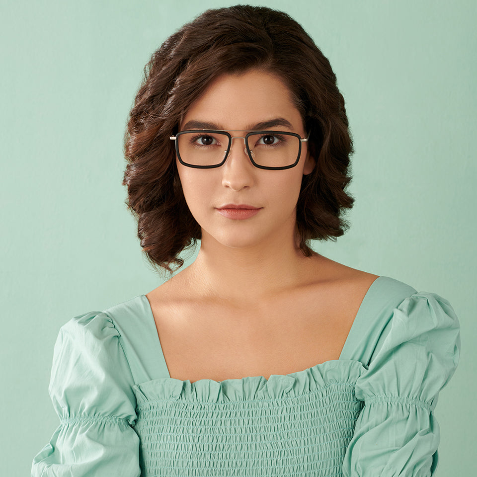 Black Rectangle Full Rim Unisex Eyeglasses by Lenskart Air146273