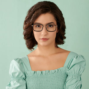 Black Rectangle Full Rim Unisex Eyeglasses by Lenskart Air-146273