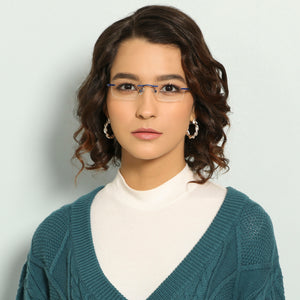 Blue Rectangle Rimless Unisex Eyeglasses by Lenskart Air Online-140246