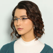 Load image into Gallery viewer, Blue Rectangle Rimless Unisex Eyeglasses by Lenskart Air Online-140246