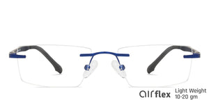 Blue Rectangle Rimless Unisex Eyeglasses by Lenskart Air Online-140246