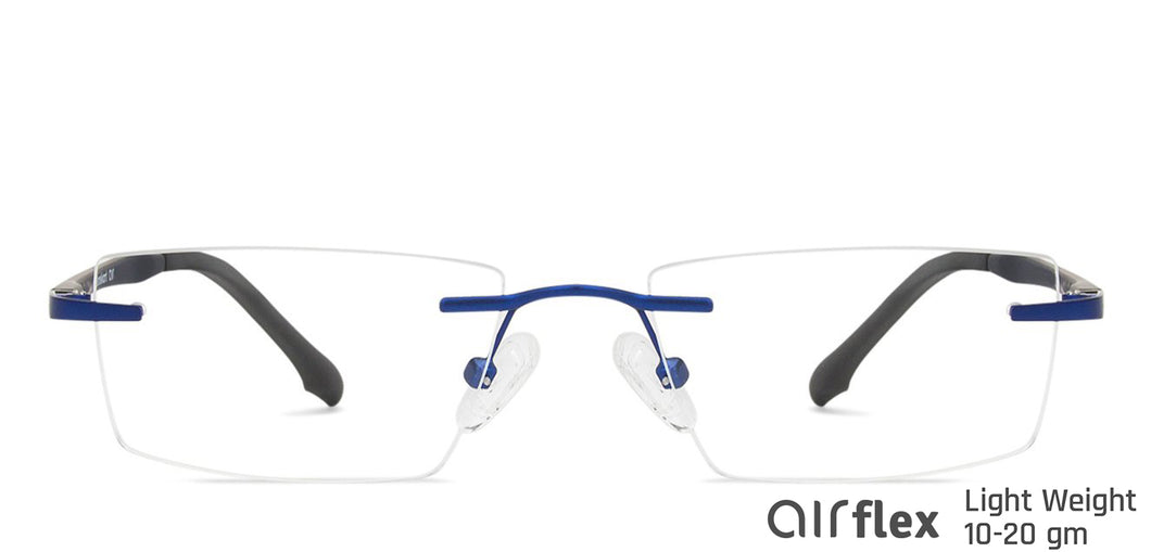 Blue Rectangle Rimless Unisex Eyeglasses by Lenskart Air Online-140246