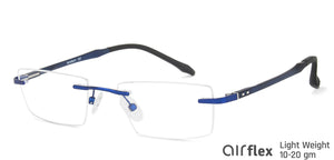 Blue Rectangle Rimless Unisex Eyeglasses by Lenskart Air Online-140246