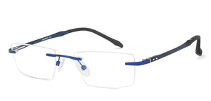 Blue Rectangle Rimless Unisex Eyeglasses by Lenskart Air Online-140246