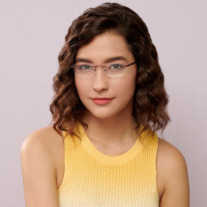Brown Rectangle Rimless Unisex Eyeglasses by Lenskart Air Computer Glasses-147861