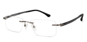 Silver Rectangle Rimless Medium Unisex Eyeglasses by Lenskart Air LA-140251