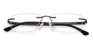 Silver Rectangle Rimless Medium Unisex Eyeglasses by Lenskart Air LA-140251