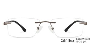 Silver Rectangle Rimless Medium Unisex Eyeglasses by Lenskart Air LA-140251