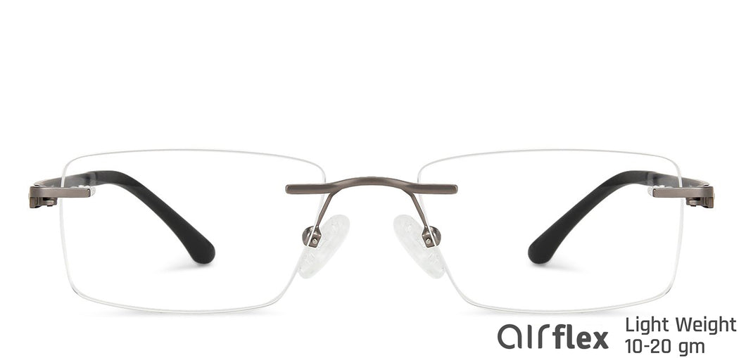 Silver Rectangle Rimless Medium Unisex Eyeglasses by Lenskart Air LA-140251