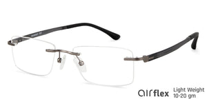 Silver Rectangle Rimless Medium Unisex Eyeglasses by Lenskart Air LA-140251