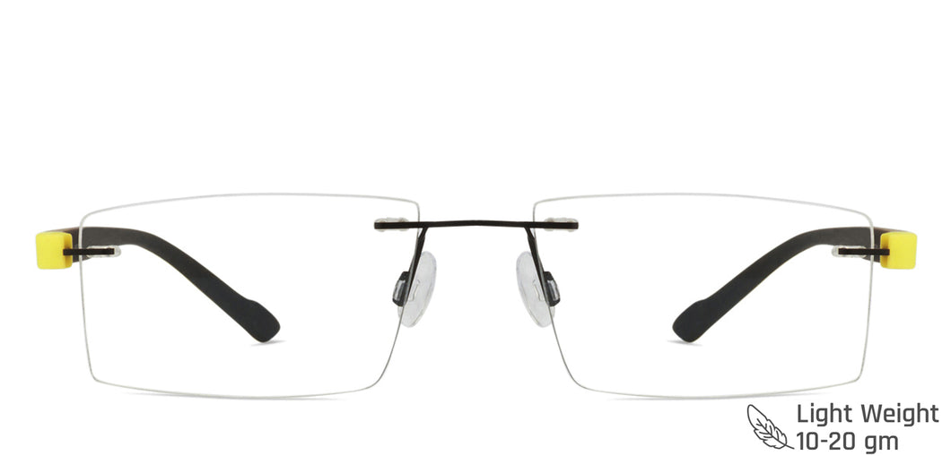 Black Rectangle Rimless Unisex Eyeglasses by Lenskart Air Online-126505