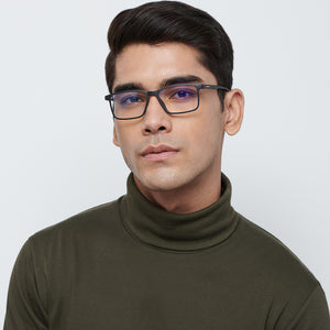Black Rectangle Full Rim Unisex Eyeglasses by Lenskart Blu-146459