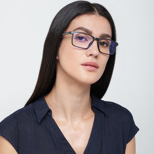Black Rectangle Full Rim Unisex Eyeglasses by Lenskart Blu-146459