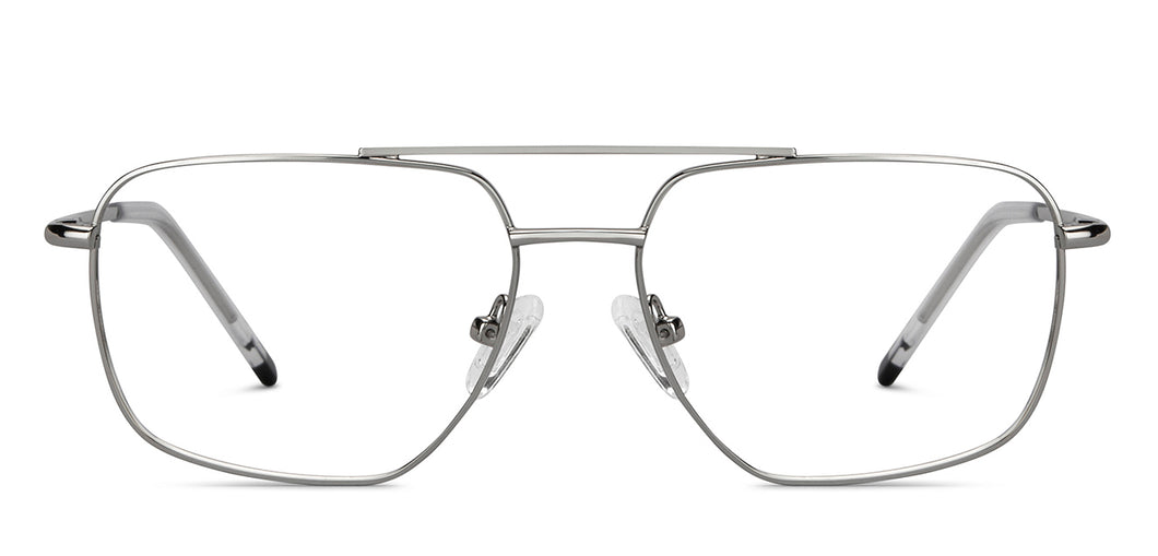 Silver Rectangle Full Rim Unisex Eyeglasses by Lenskart Blu-151168