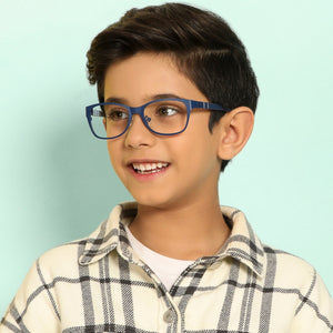 Blue Rectangle Full Rim  Kid Eyeglasses by Lenskart Junior-142687